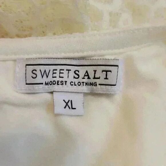 Sweet Salt Women's Ivory Stretch Lace Lined Modest Dress - Picture 12 of 13